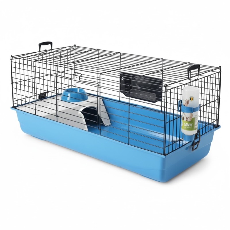 Jaula para conejo de color grís calido.