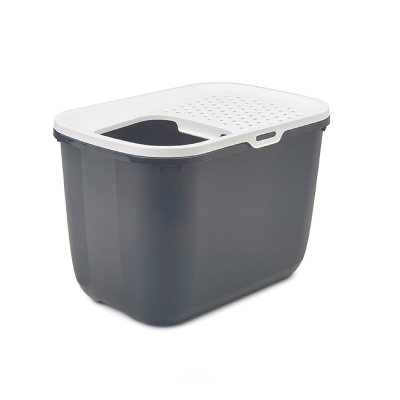Caja de arena para gatos savic de color antracita / blanco
