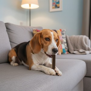 Perro comiendo un Fresh stick dental.