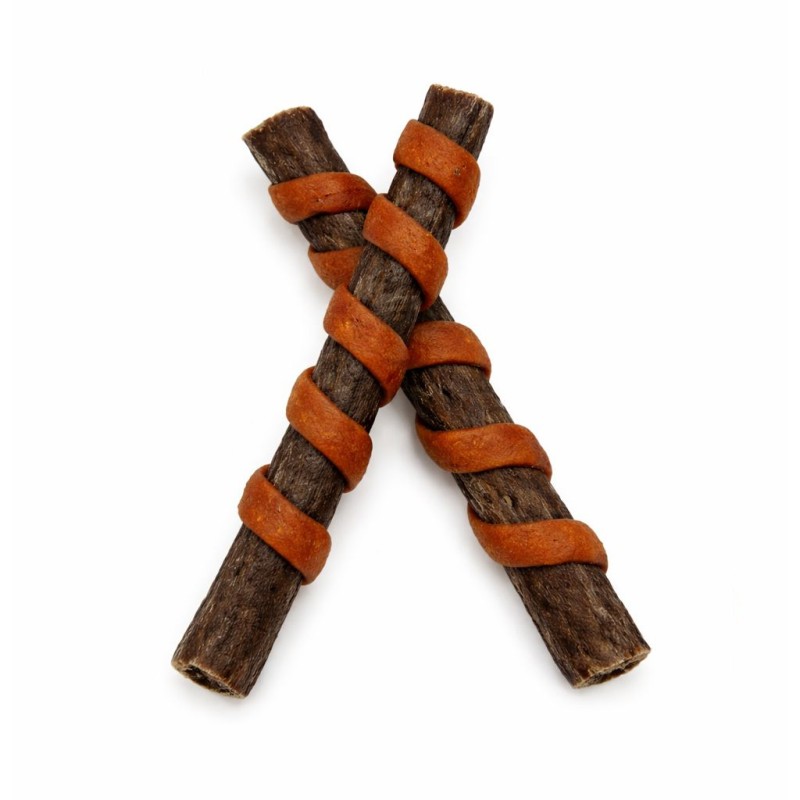 Palito de colágeno con pulmón de res y envoltura de carne