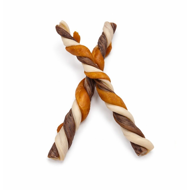 Trenza de colágeno enrollada con pollo y pato