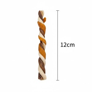 Medidas de trenza de colágeno enrollada con pollo y pato