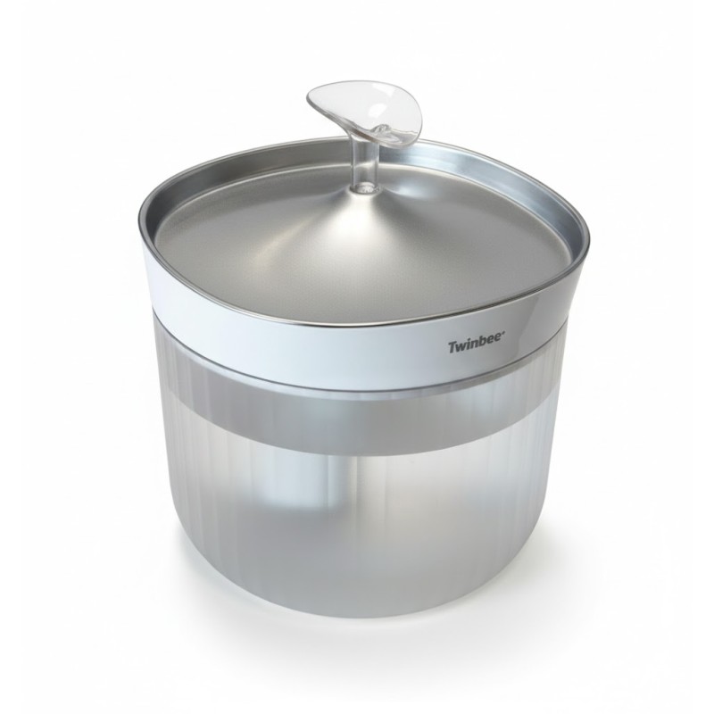 Bebedero automático para perro y gato de acero inoxidable.