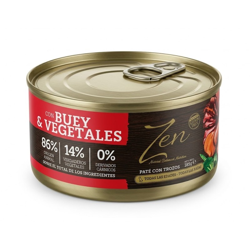 Zen Paté con buey y vegetales para perro.