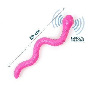 Serpiente larga con medidas de color rosa para perro