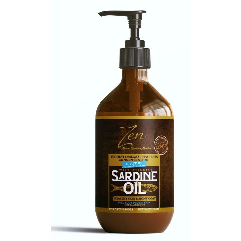 Aceite de sardina para la muda del perro.