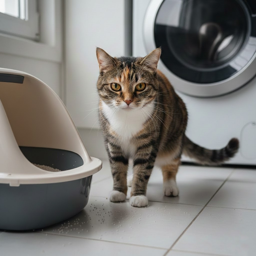 Gato frente a arenero