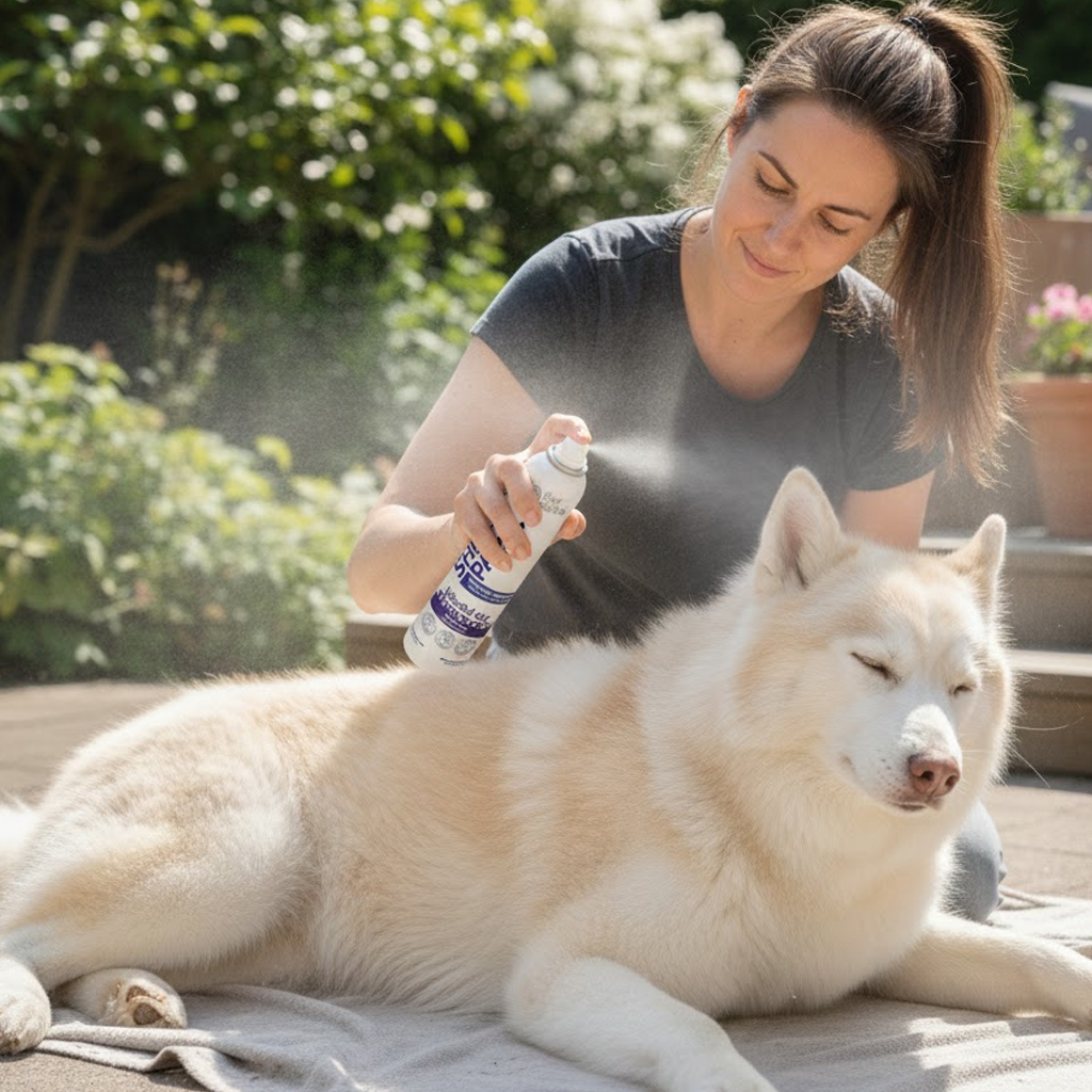 Husky mudando su pelo