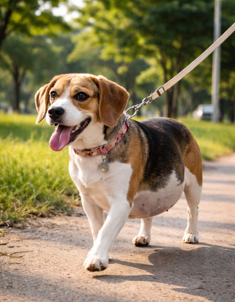 perrita embarazada paseo