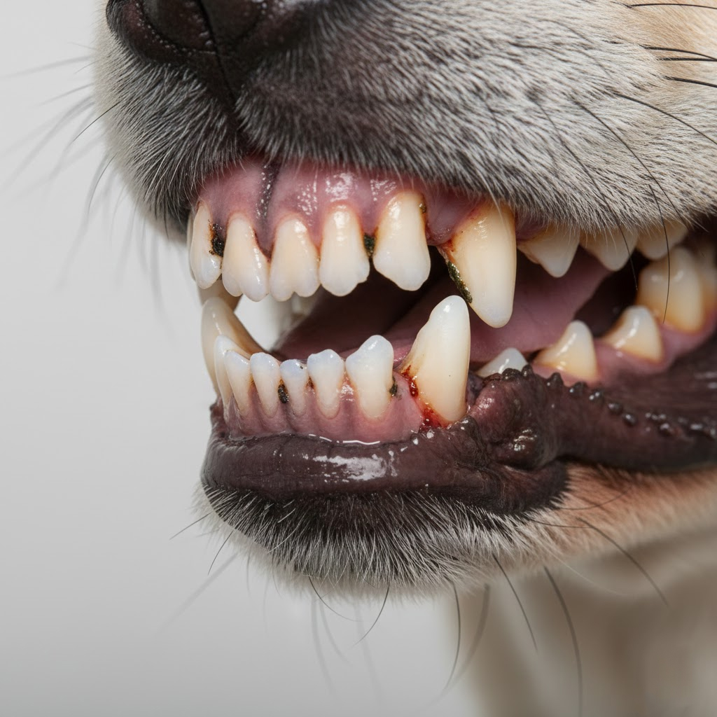 Dentadura de perro con sarro
