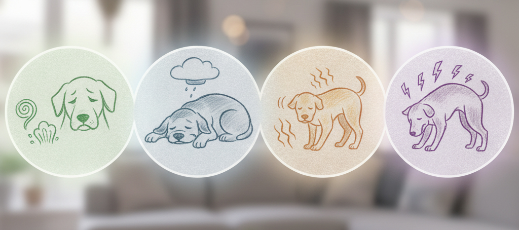 Síntomas de alimentos prohibidos para perros.