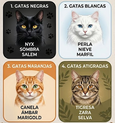 nombres para gatos hembra segun el color del pelaje